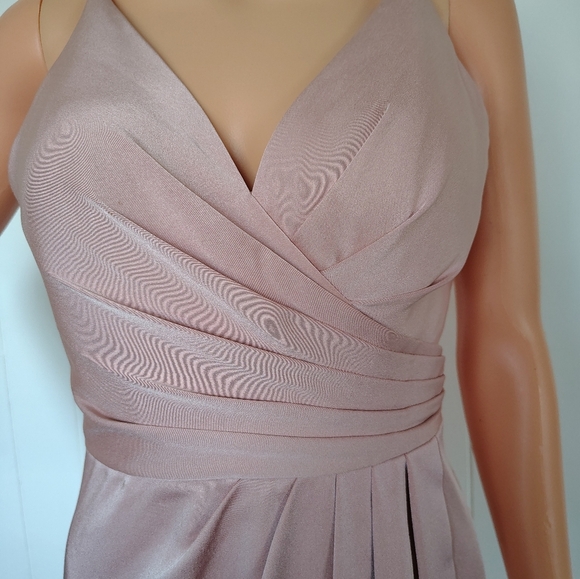 Faviana Pink Ruched Slit Maxi Gown Size 6 - Picture 5 of 13